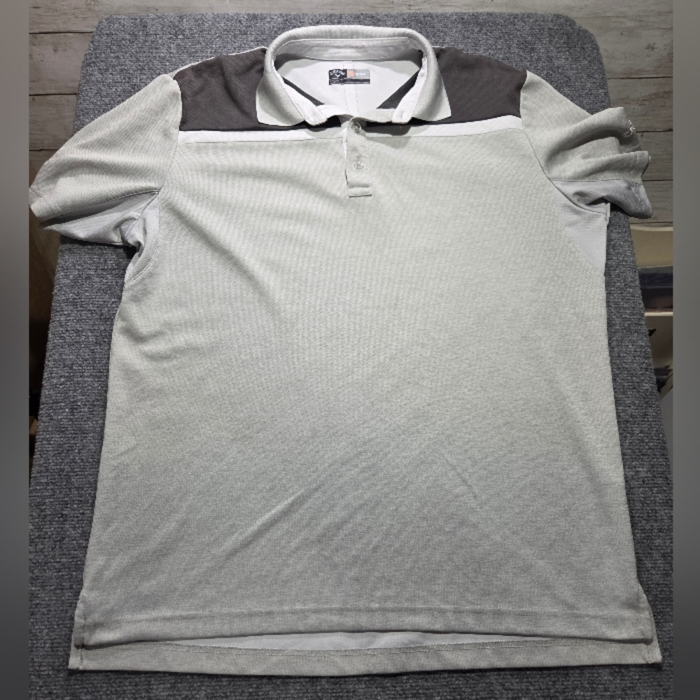 Callaway Opti-Dri Polo Shirt L Gray Performance Golf Short Sleeve‎
